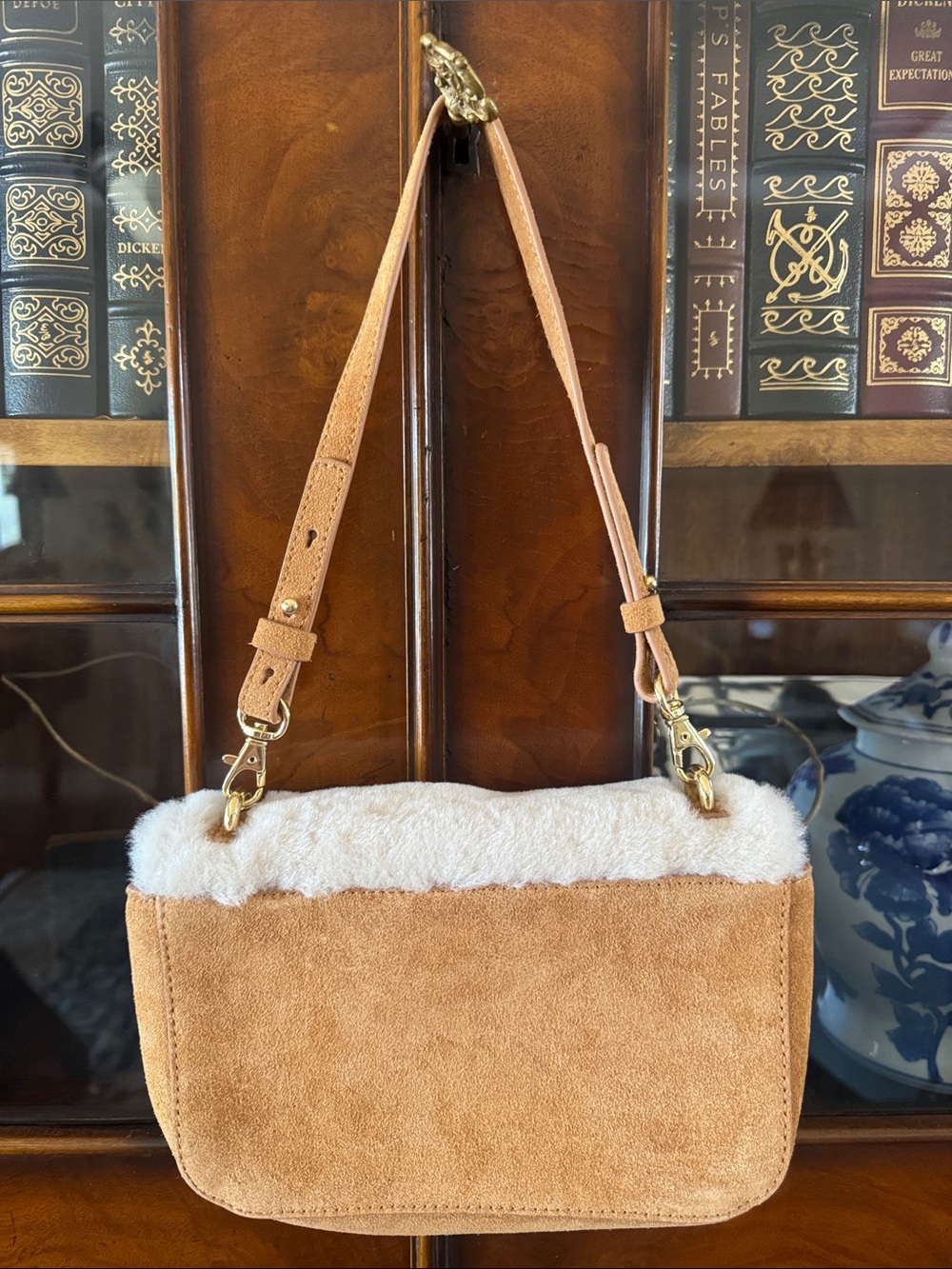 Mark & Graham Sloane Suede and Shearling Shoulder Bag - New! - Picture 4 of 7